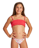 Girls Sweetie Jr Bandeau Two Pieces - Hibiscus-Pink Multi