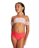 Girls Sweetie Jr Crop Top Two Pieces - Pink Multi-Hibiscus