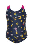 Space Cats Kids Girl One Piece - Navy-Freak Rose