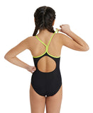 Arena Girls' Crazy Light Drop Back Swimsuit - Black-Soft Green